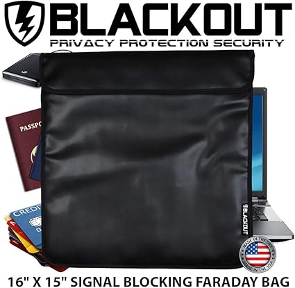 Amazon Rfidブロックファラデーケージプライバシーバッグempブラックアウト バッグ16 X 15 ノートパソコン タブレットスマートフォンハードドライブipad Iphone Galaxyパスポートクレジットカード Rfid Faraday Cage Emp Bags From Blackout Bags ドライブ