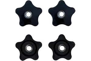 ZSUCUN 4 Pcs Star Knobs, 5/16-18 Knob Through Hole Hand Tighten Clamping Knobs Plastic Black Threaded Nuts for T Track Bolts, Jig, Mechanical Equipment (5/16''-18)