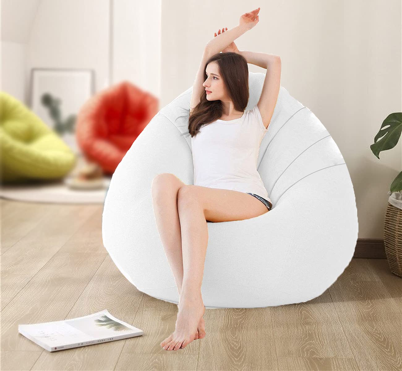 Amazon Brand Umi. 4XL Size Super Soft Leather Fabric Bean Bag White Amazon.in Home & Kitchen
