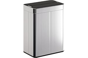 HOMCOM 13.2 Gallon (50 L) Sensor Trash Can with Soft-Close Lid, Automatic Touchless Motion Sensor Garbage Can with Fingerprin
