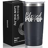 Onebttl Pop Pop Gifts, Grandpa Gifts from Grandchildren, Father's Day Gifts for Pop Pop, Laser Engraved Design, 20oz/590ml, Stainless Steel Tumbler with Straw & Lid, Black - Blessed POP POP