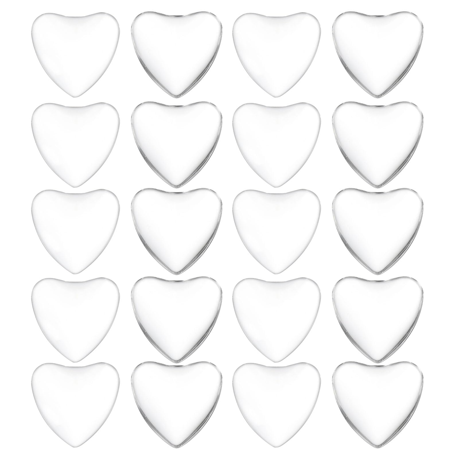 PATIKIL Transparent Glass Cabochons, 20Pcs 35x32mm Heart Shaped Glass Dome Tiles for Photo Pendant Jewelry Making, Clear