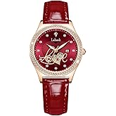 deselon Watches for Women Diamond Leather Band Fashion Dress Casual Ladies Female Waterproof Wife Luxury Gifts Love Red Wrist Watch