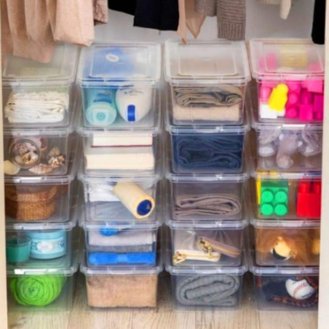 20 Pc Lidded Storage Bins Clear Plastic Shoes Storage Tote