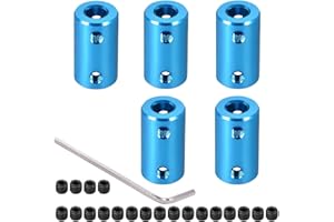 MEITRCIL 5PCS Rigid Coupling Set Screws, Shaft Coupler Connector Aluminum Alloy Shaft Joint with Screw & Wrench for for 3D Printer,DIY Robots, CNC Machine,Motor Accessories (6mm to 6mm)