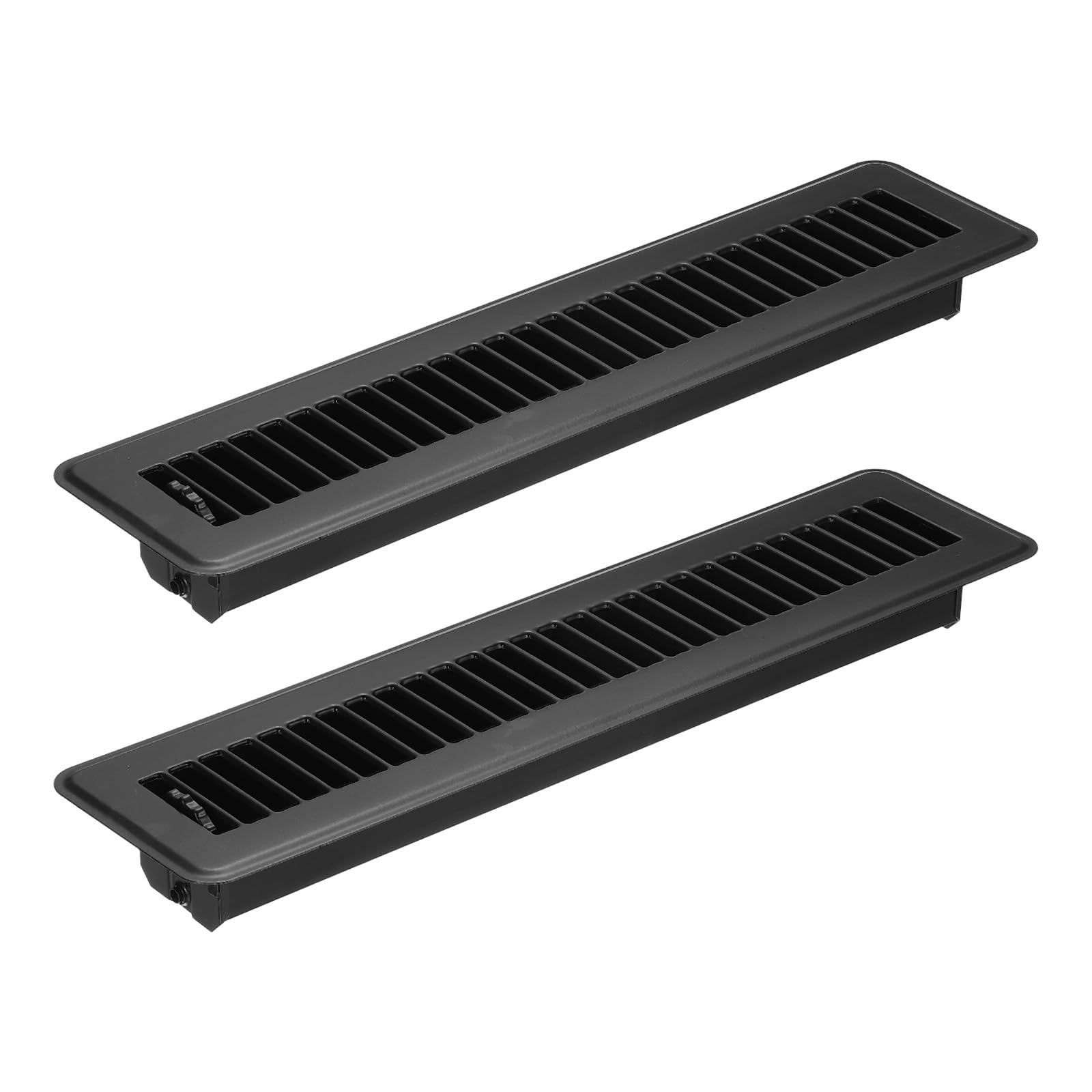 PATIKIL 14 x 2 Inch Floor Register, 2pcs Heavy Duty Air Vent Cover Steel Adjustable Decor Vents Easy Adjust Floor Grates for Sidewall Home Office, Black