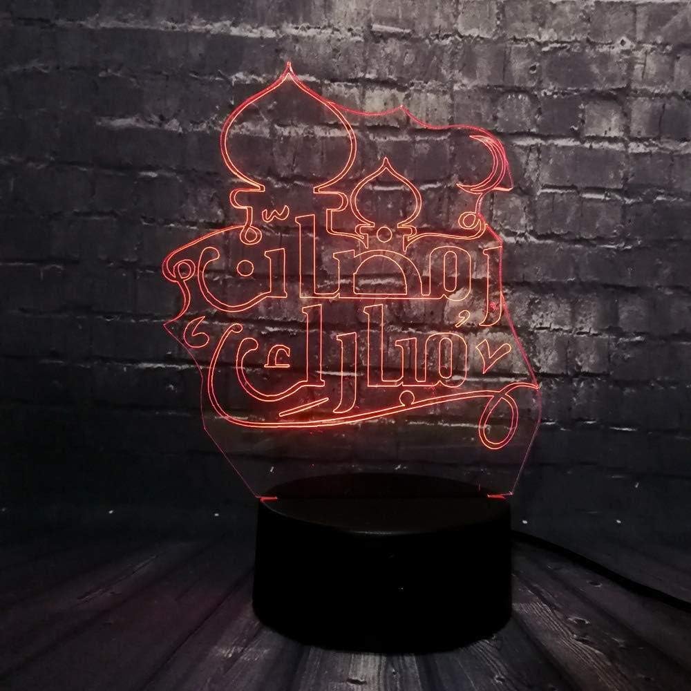 3D Night Light for Kids Night Light Ramadan Mubarak Decoration Led Night Light Muslim Woman Bedroom Illusion Dream Light 7 Colors USB Change Charging with Battery with Remote Control 3D