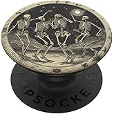Skeleton Dancing On Moon In A Circle Graphic PopSockets Adhesive PopGrip