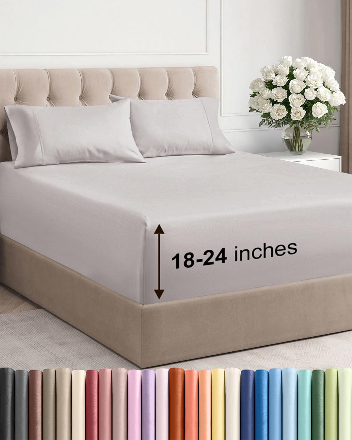 Extra Deep Pocket Sheets - 4 Piece Set - Twin Size - Fits Extra Deep Mattresses — image 1