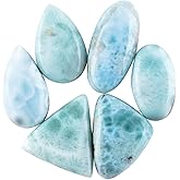 InfinityGemsArt Natural Larimar Loose 6 pcs Mix Shape Stone Blue Pectolite, Atlantis, Dolphin Crystals, Cabochon for Jewelry Making, Healing Crystals, Wire Wrapping Wholesale Supply Gemstones Cabochon