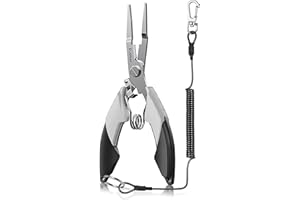 pullther fishing Fishing Split Ring Pliers, Stainless Steel Fishing Tools, Fishing Multitool for Saltwater Freshwater with Braid Line Cutter