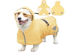 PERIFLOWIN Dog Raincoat Hooded Slicker Poncho - Reflective Lightweight Pet Rain Jacket Coat,Dog Waterproof Raincoat with Adjustable Belly Strap for Small,Medium, Large Dogs