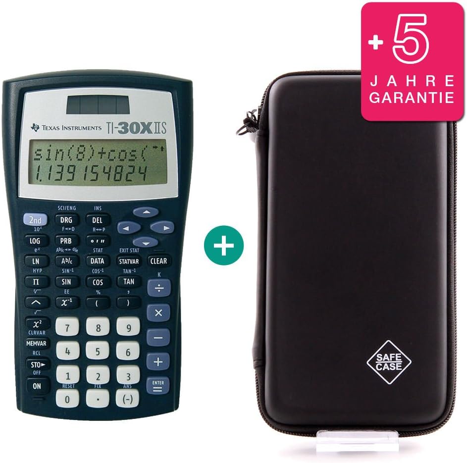 TI-30XIIS + Calculator Case by SafeCase + Extended Warranty, Black