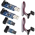 Ferwooh 2PCS USBASP ISP Downloader Programmer Microcontroller Module + 10Pin to 6Pin Adapter Board for ATMEL 51 AVR