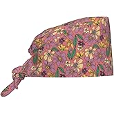 MOLIAN Flowers Working Caps with Sweatband Adjustable Tie Back Hat Headgear Beanie