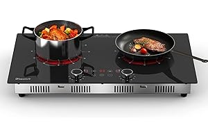 Disaenvir 2 Burner Electric Cooktop 110V - 24 Inch Ceramic Stove Top Countertop & Built-in, 2000W Two Burner Radiant Electric