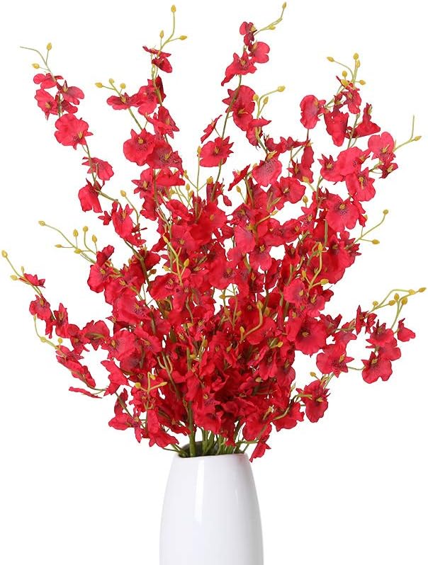 Kisflower 12Pcs Artificial Orchids Flowers Silk Fake Dancing Orchids