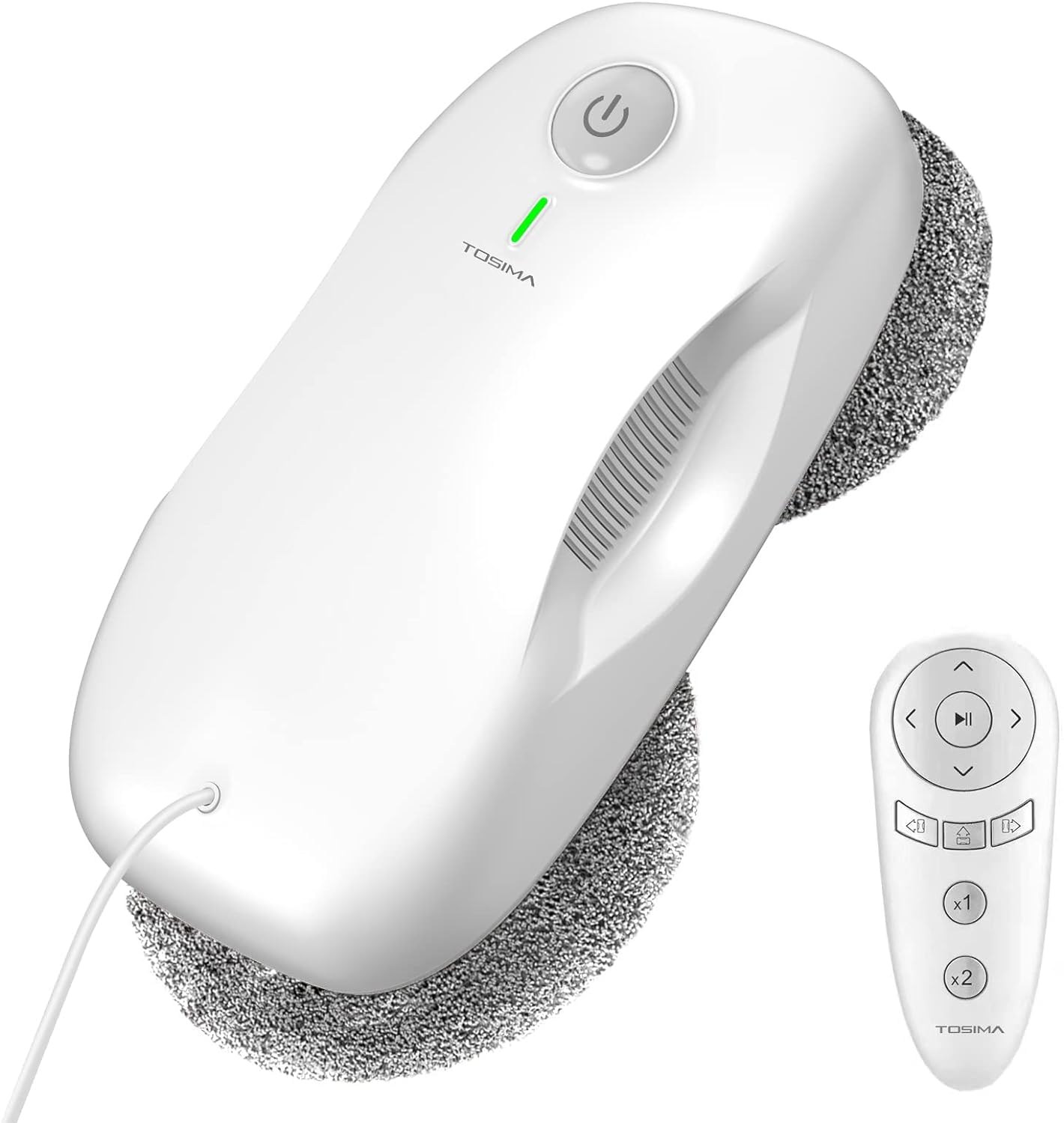 Tosima W2 Robot Limpiacristales, Limpieza Automática con Planificación Inteligente de Rutas, Potencia de Succión 3800Pa, Tecnología de Detección de Bordes, Control Remoto, Blanco