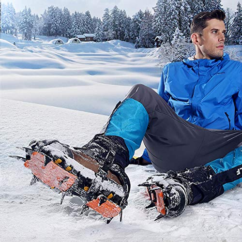 Walsilk Crampons Traction Cleats Spikes Snow Grips,Anti-Slip Stainless Steel Crampons for Mountaineering & Ice Climbing - Thumbnail 7