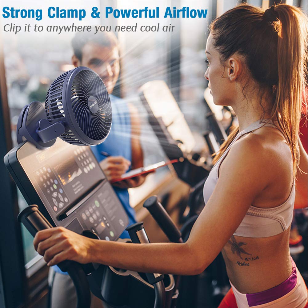 10000mAh Battery Operated Clip On Fan with Hanging Hook, Super Strong Airflow, 4 Speeds, Sturdy Clamp, Timer, Portable Camping Fan for Desktop Tent Treadmill Golf Cart Hurricane, Last 40 hrs, 7 Inch: Baby