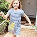 Ubeiyi Girls Dress Cotton White Blue Striped Dress