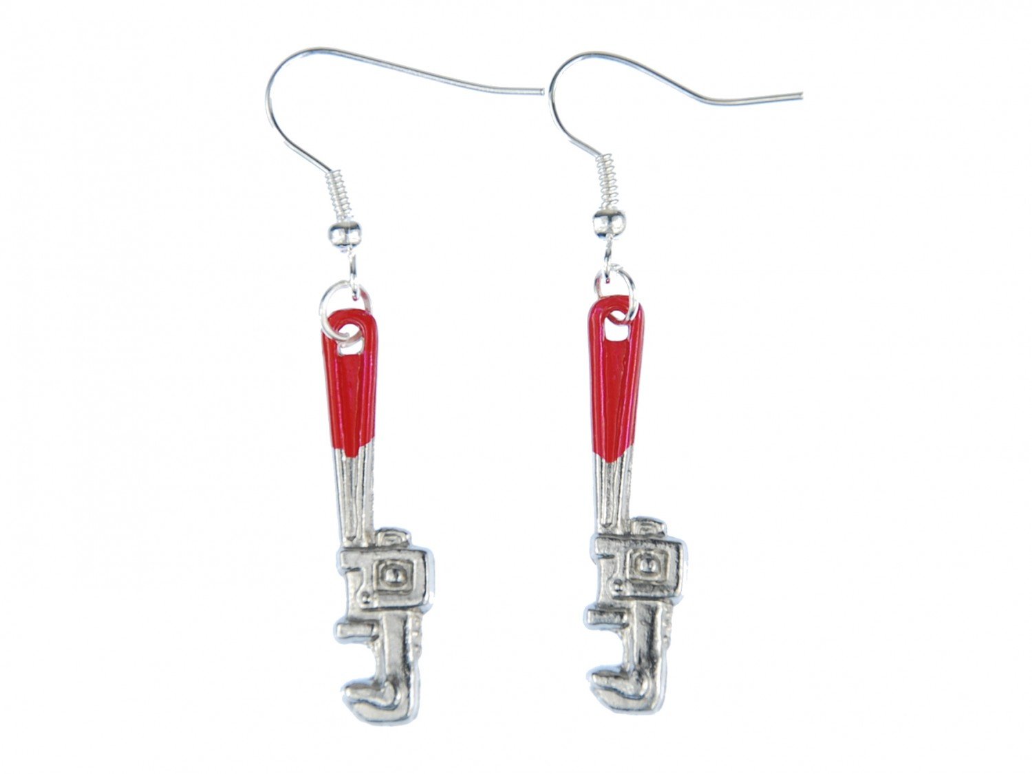 Pipe Wrench Spanner Pliers Earrings Miniblings Tool Craftsmen Workshop Silver