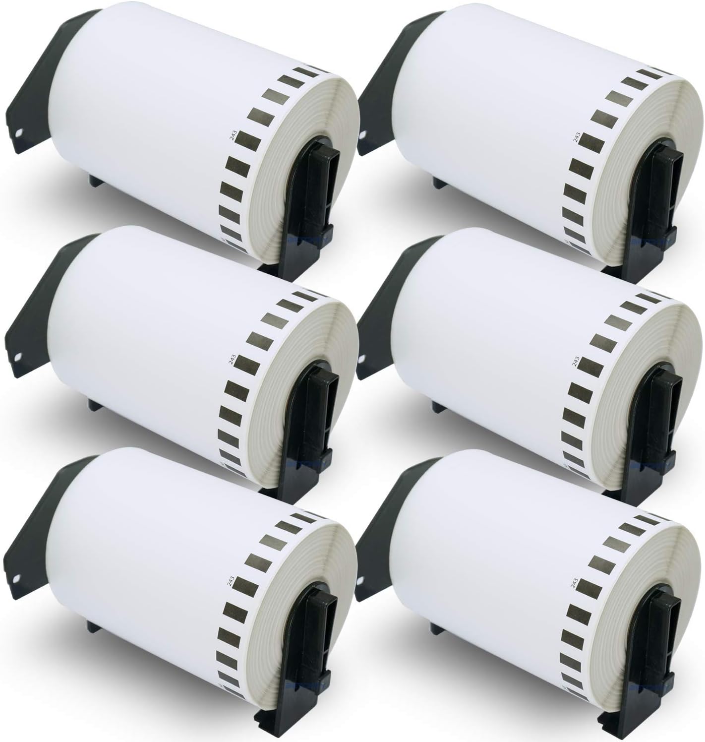 BETCKEY - Compatible DK-2243 Continuous 4" x 100' Replacement Labels, Compatible with Brother QL Label Printers [6 Rolls with Refillable Cartridge Frame] : Office Products