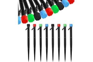 Ecmln 72Pcs Drip Irrigation Emitter for 1/4 inch Irrigation Tubing, Adjustable 360 Degree Water Flow Drippers Sprayer Suitable for Home Vegetable Garden Patio Lawn Flower Bed Irrigation