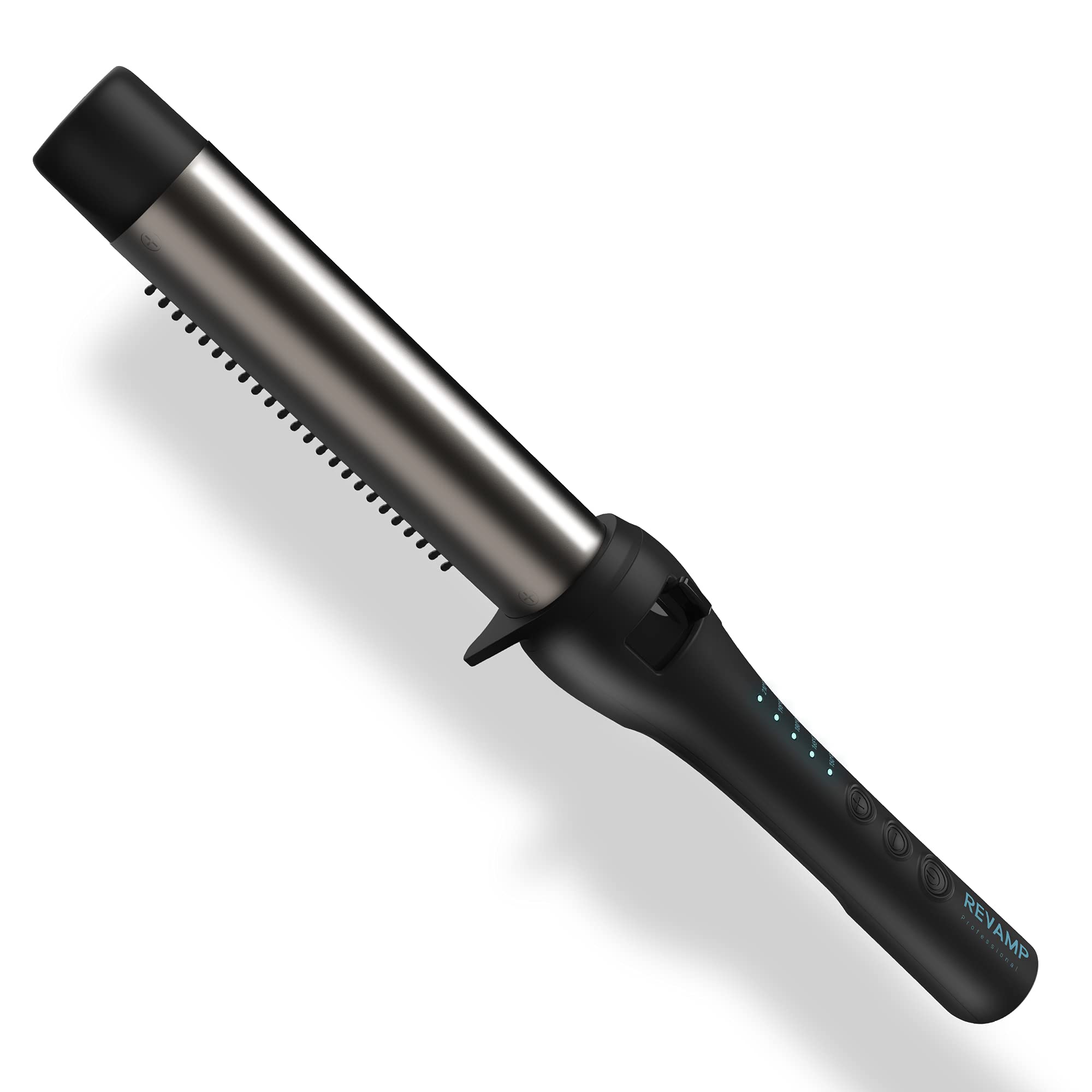 REVAMP Progloss Perfect Finish Waver - Ceramic Wave Wand with Retractable Bristles, Smooth Curls, Heat Technology, Ionic Barrel Infused with Smooth Oils