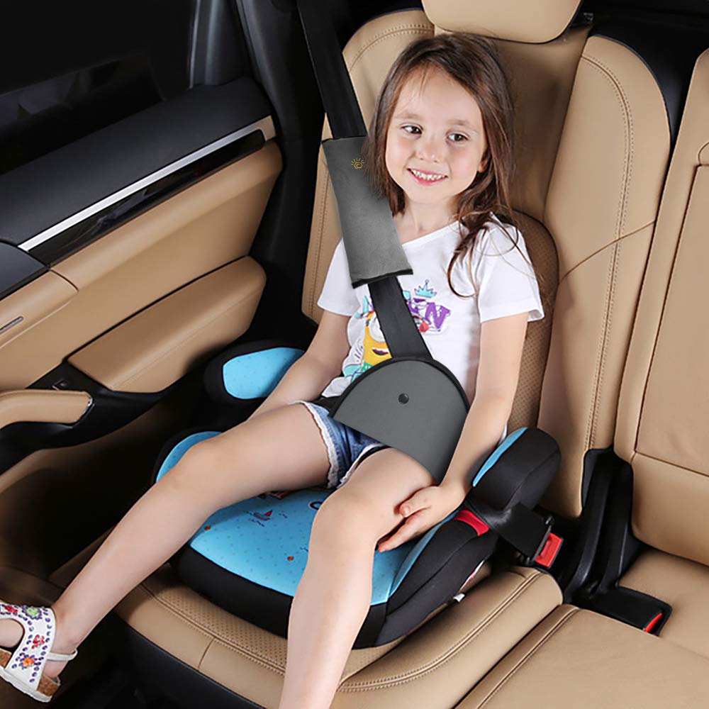 Car Seat Belt Pillow, Elegear [3 Pack] Comfortable Soft Seat Belt Cover Pads, Ergonomic Breathable Cotton Head Support Shoulder Protection Cushion for Baby, kid, Adult - Gray