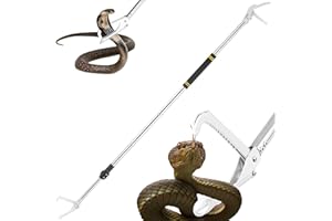 UEGHNS 69" Snake Grabber Tool Heavy Duty, Professional Snake Catcher Tongs Rattlesnake Reptile Grabber Extend Long Keep Safe Spacing Stainless Steel Sponge Wrapped Handle Wide Jaw (Black)