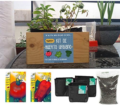 Kit de huerto urbano. Tomate y pimiento: Amazon.es: Jardín