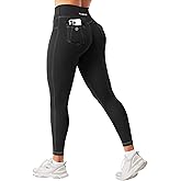 YEOREO CoreFlex Women Workout Leggings with Pockets Scrunch Butt Lifting Gym Cargo Denim-Look Yoga Pants
