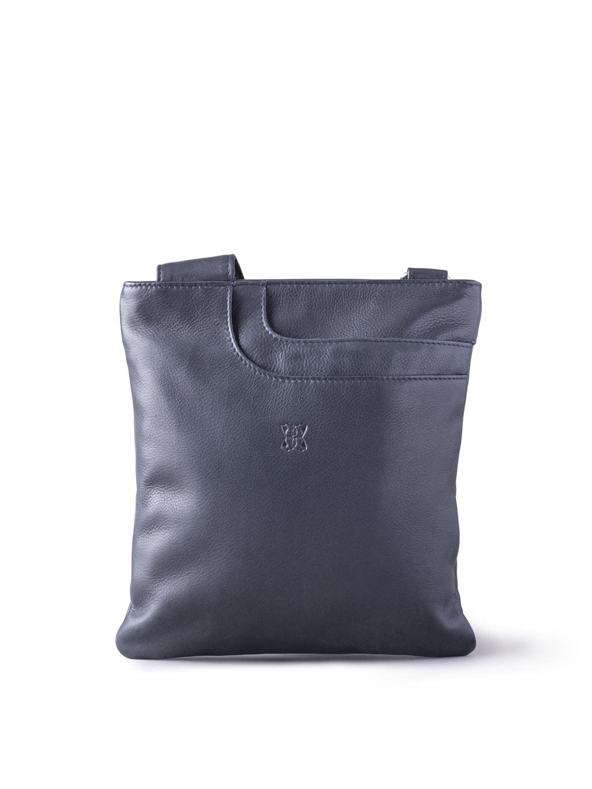 Women's Allerdale Soft Real Leather Cross Body Pocket Bag in Navy