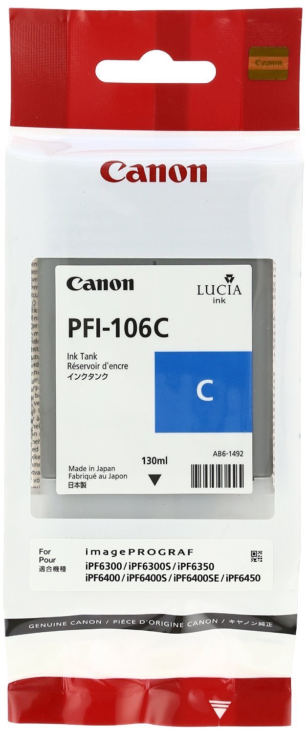 Canon PFI106C 130ml Ink Cartridge - Cyan