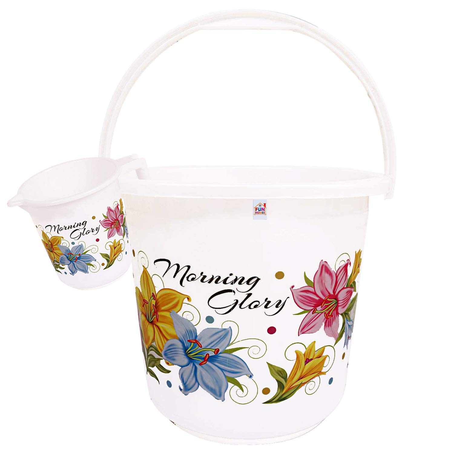 Fun Homes 2 Pieces Unbreakable Virgin Plastic Bathroom Bucket With Mug