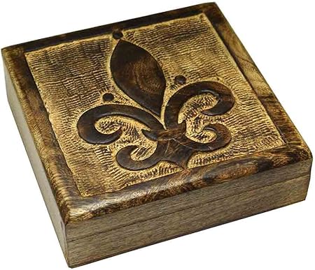 Caja de madera), diseño de flor de lis: Amazon.es: Hogar