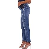 Savi Parker Maternity Jeans for Women, Straight Leg Elastic Under Belly High Waist Pant, Pregnancy Clothes for All Seasons