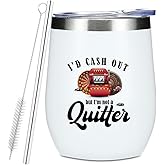 Funny Gambler Casino Slot Machine Wine Tumbler, 12oz Tumbler with Lid, Straw Insulated Wine Glass Stainless Steel Travel Coffee Mug,Inspired Gambler Gifts for Women Men Gambling Casino Lover Christmas