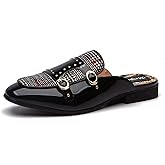 Meijiana Men's Slippers Slip-On Loafers Leather Formal Wear Casual Open Back Sandals