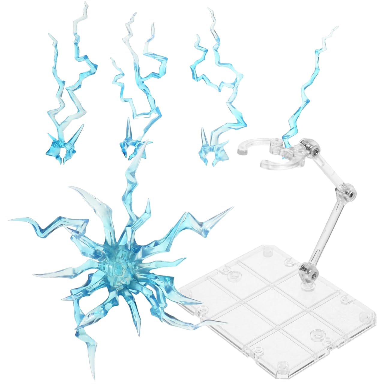 Photo 1 of Action Figure Stand:Transparent Assembly Action Figure Display Holder with Special Effects Compatible for HG RG SD SHF 1/144,Blue