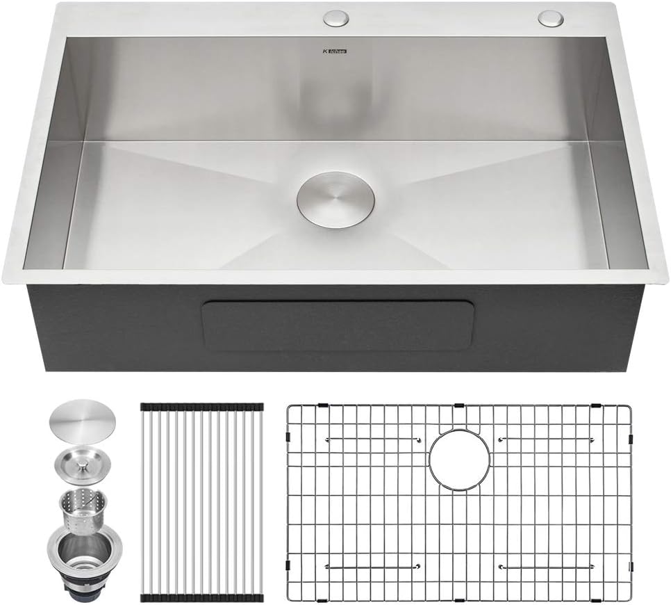 Kitchen Sink Drop In Kichae 33 X22 Topmount Drop In Single Bowl 18 Gauge Stainless Steel Kitchen Sink Home Improvement Amazon Com