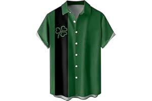 ZHUER Men's Vintage Bowling Shirts Short Sleeve Button Down 1950s Retro Rockabilly Style Hawaiian Shirts Summer Beach Tops