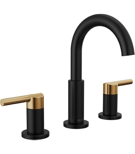 Delta Albion Matte Black/Brushed Gold Bathroom Faucet 3 Hole, 8