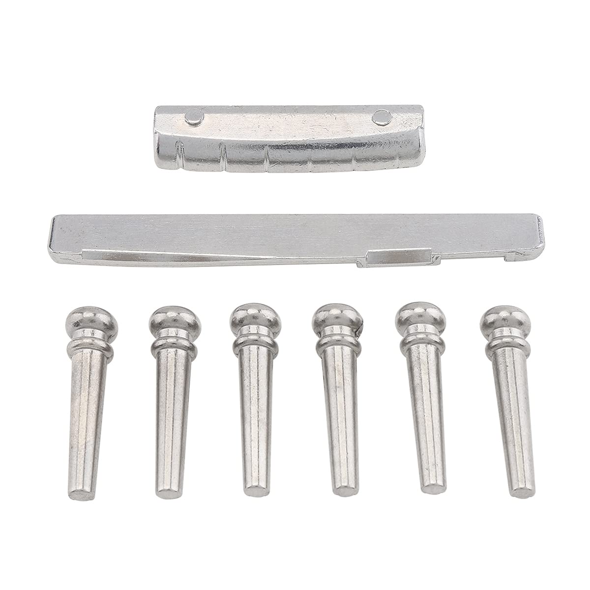 MuzcYM 6pcs Zinc Alloy Bridge Pins & Bridge Nut Saddle Set for Folk Acoustic Guitar