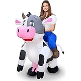 Camlinbo Inflatable Adult Halloween Costumes Blow Up Ride on Cow Animals Rider Costume for Halloween Funny Riding Costume Men Women Cosplay Party