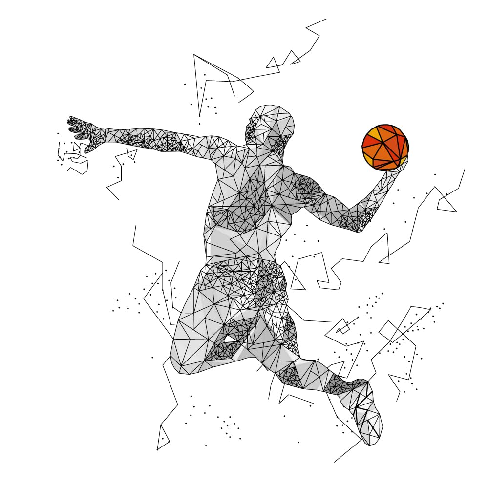 SUPERDANT Basketball Wall Stickers Geometry Basketball Silhouette Wall Decal Gym Wall Sticker Vinyl Wall Decor Black Wallpaper for Bedroom Living Room Home Decorations Basketball Fan Gifts