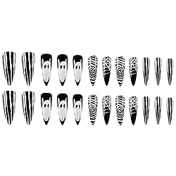 24Pcs Halloween Press on Nails Almond Long Ghost