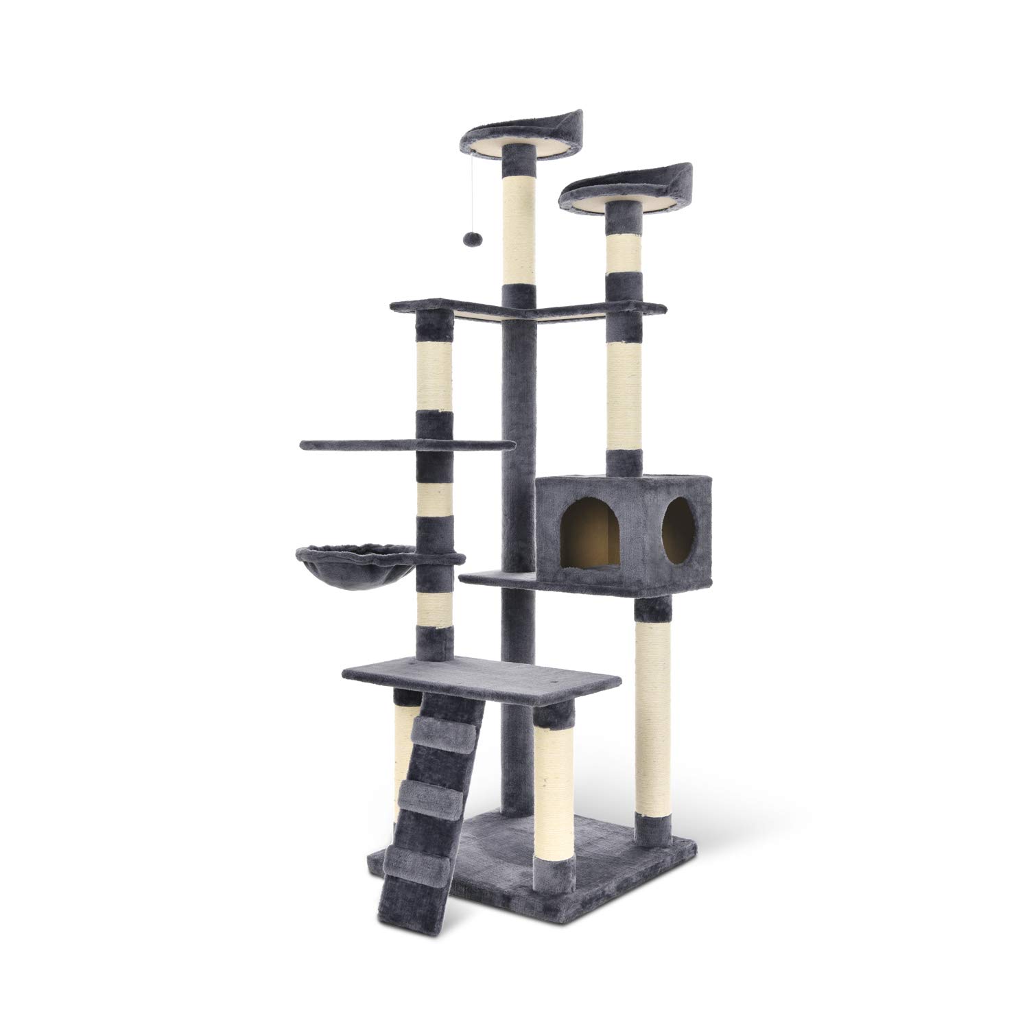 LAZY BUDDY Cat Tree, 72" MultiLevel with SisalCovered