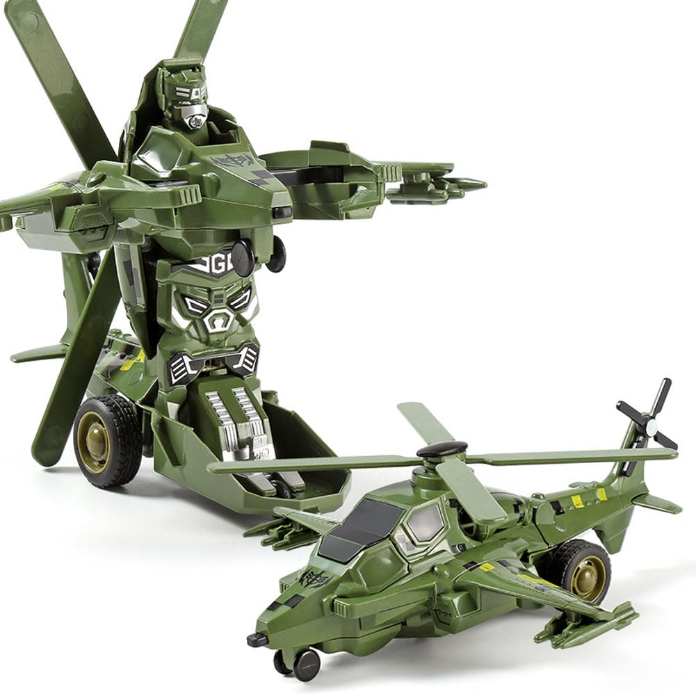 YOBOKO Transforming Airplane Toy Aircraft Robot Toy Kids Simple Airplane Model Toys Kid Boys and Girls Funny Play Vehicles Gifts for Toddler Kids 3-8 Years (Green)